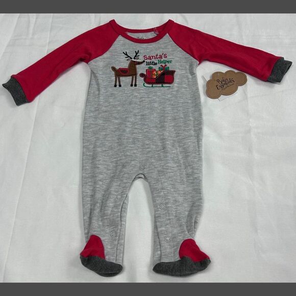 Baby Essentials Boys "Santa's Little Helper" Footie Pajamas Christmas 6 Months - Picture 3 of 7